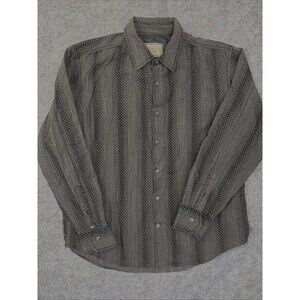 Vintage Italia 1958 Mens Velvet Button Shirt L Long Sleeve Gray Black